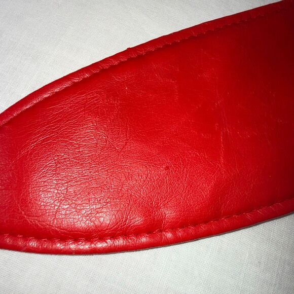 Vintage Red Faux Leather Obi-Style Wrap Belt – 1980s Inspired Waist Cincher - Picture 7 of 10